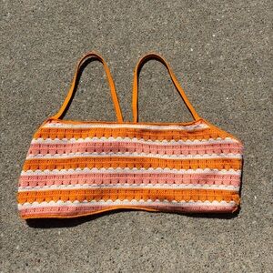 Orange and Pink Striped Crochet Bikini Top
